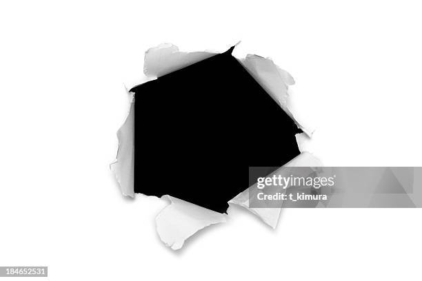 torn paper hole - paper rip stockfoto's en -beelden