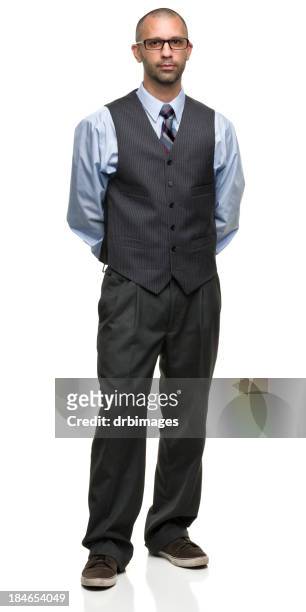 businessman with glasses and casual shoes standing  - pinstripe stock pictures, royalty-free photos & images