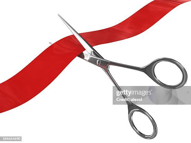 cut red ribbon - 開幕典禮 個照片及圖片檔