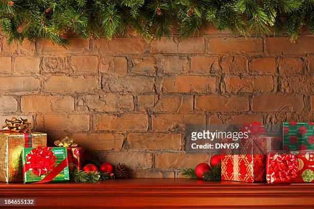 christmas mantel - mantelpiece stock pictures, royalty-free photos & images