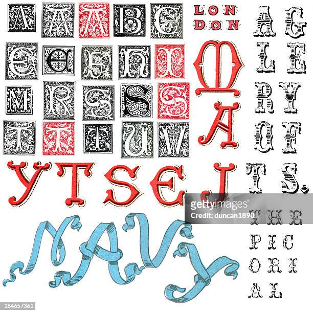 miscellaneous retro alphabet letters - pejft 幅插畫檔、美工圖案、卡通及圖標
