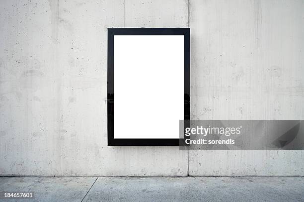blank billboard on wall. - poster on wall stock pictures, royalty-free photos & images