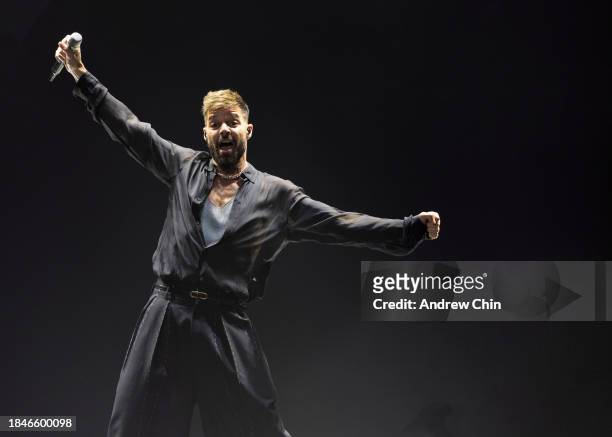 Ricky Martin performs on stage during The Trilogy Tour at Rogers Arena on December 10, 2023 in Vancouver, British Columbia, Canada.