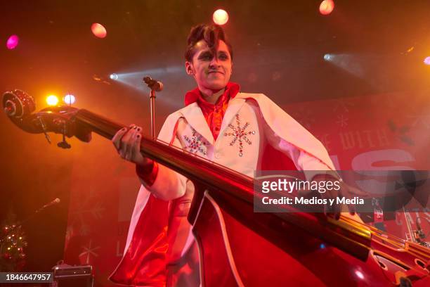 Josue Veneno of Rebel Cats performs during the Show `A Christmas Day With Elvis´ at Lunario on December 10, 2023 in Mexico City, Mexico.
