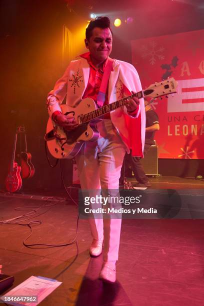 Chucho Veneno of Rebel Cats performs during the Show `A Christmas Day With Elvis´ at Lunario on December 10, 2023 in Mexico City, Mexico.