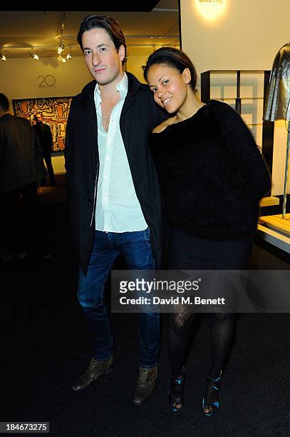 Blaise Patrick and Rachel Barrett attend the Moet Hennessy London Prize Jury Visit during the PAD London Art + Design Fair at Berkeley Square Gardens...