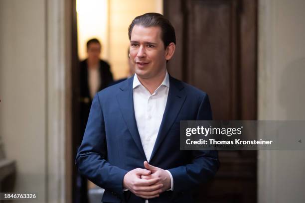 Former Austrian Chancellor Sebastian Kurz arrives for day five of his trial on December 11, 2023 in Vienna, Austria. Kurz and his former government...