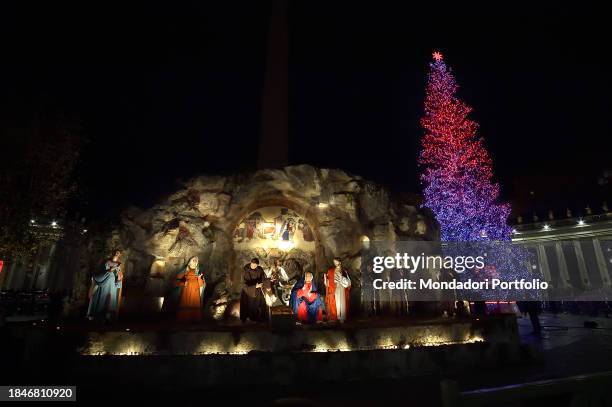 Presentation ceremony of the Nativity scene and the lighting of the Christmas tree in St.Peter square. Vatican , December 9th, 2023