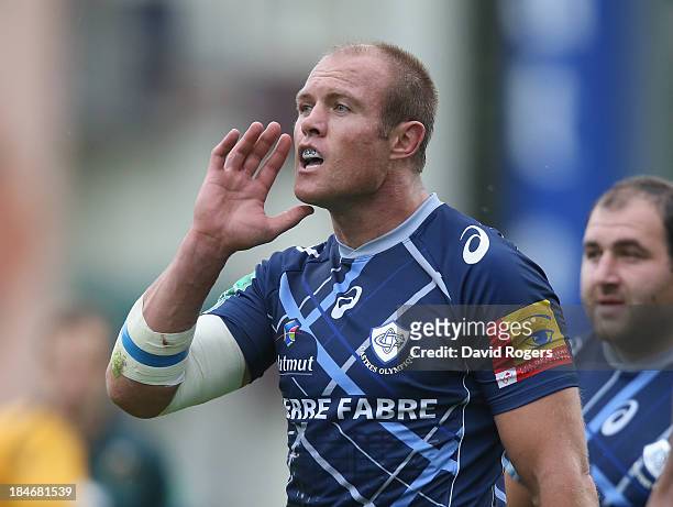 Jan de Bruin Bornman of Castres shouts instructions during the Heineken Cup match between Castres and Northampton Saints at Stade Pierre Antoine on...