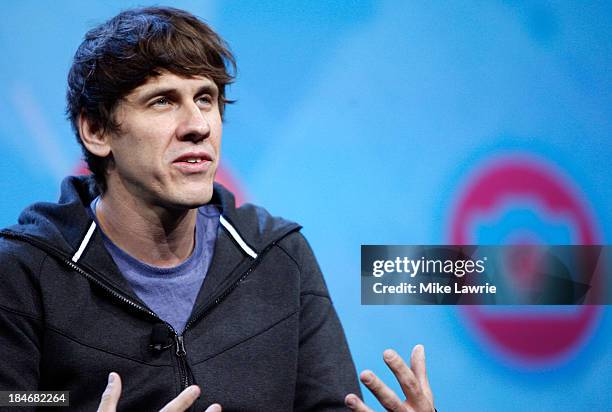 Foursquare co-founder Dennis Crowley speaks during the NikeFuel Forum at Spring Studios on October 15, 2013 in New York City.