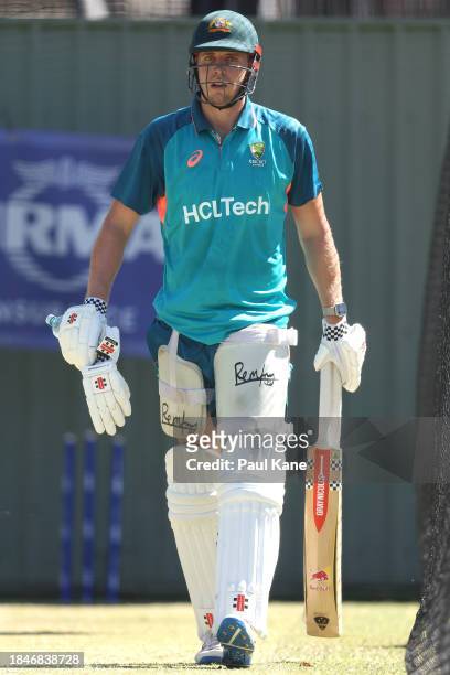 Cameron Green walks from the nets during an Australian nets session the at the WACA on December 11, 2023 in Perth, Australia.