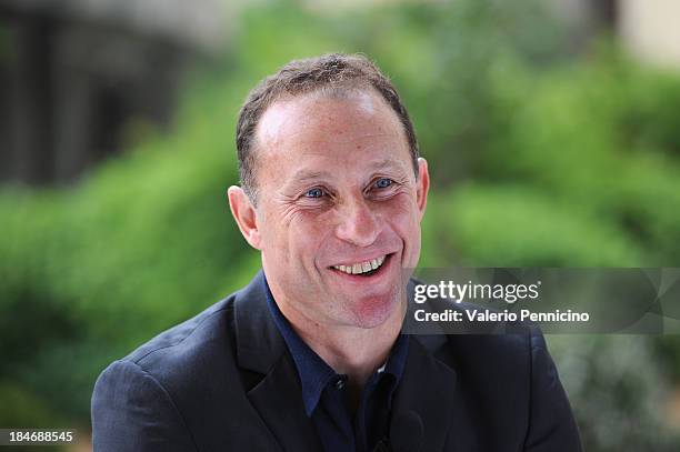 Jean-Pierre Papin is interviewed at Monte-Carlo Bay prior to the 2013 Golden Foot Award on October 15, 2013 in Monte-Carlo, Monaco.