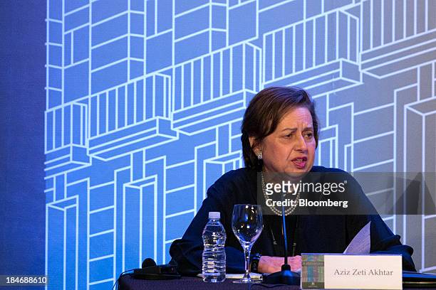 Zeti Akhtar Aziz, governor of the Bank Negara Malaysia, speaks during the Banco de Mexico 20th Anniversary Of Independence Conference in Mexico City,...