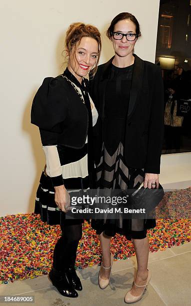 Alice Temperley and Claire Neate James attend a private view of Damien Hirst And Felix Gonzalez-Torres's exhibition "Candy" at Blain Southern on...