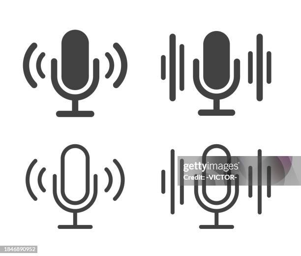 bildbanksillustrationer, clip art samt tecknat material och ikoner med microphone - illustration icons - ljudvåg