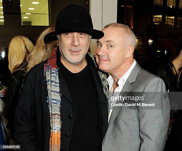 Ron Arad and Damien Hirst attend a private view of Damien Hirst And Felix Gonzalez-Torres's exhibition "Candy" at Blain Southern on October 15, 2013...