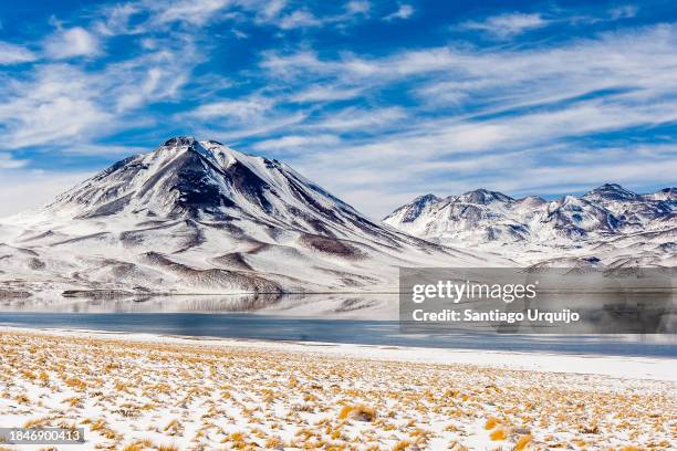 volcanos around laguna miñiques - san pedro de atacama stock-fotos und bilder