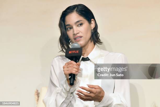 Actress Sofia Boutella attends the "Rebel Moon: Part One - A Child of Fire" Press Conference on December 11, 2023 in Tokyo, Japan.