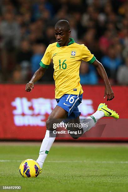 Nascimento Ramires of Brazil in action during the international friendly match between Brazil and Zambia at Beijing National Stadium on October 15,...