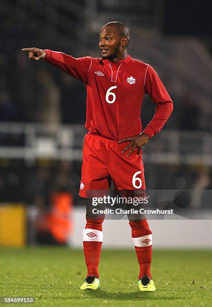 Julian De Guzman of Canada during the International Friendly match between Canada and Australia at Craven Cottage on October 15, 2013 in London,...