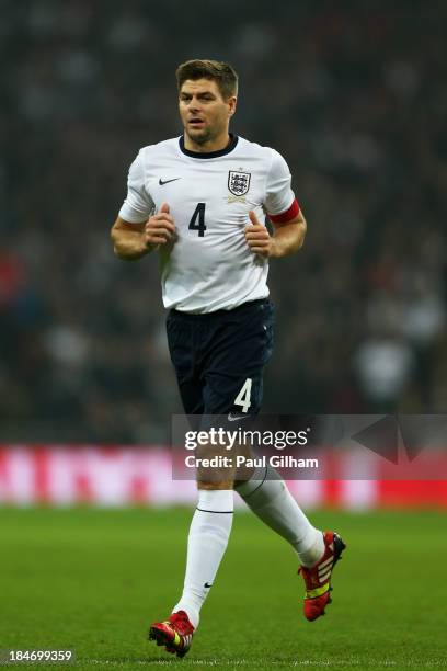 Steven Gerrard of England in action during the FIFA 2014 World Cup Qualifying Group H match between England and Poland at Wembley Stadium on October...