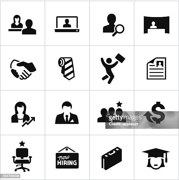 ilustrações, clipart, desenhos animados e ícones de preto contratação de ícones - new hire