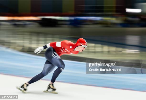 Sverre Lunde Pedersen of Norway competes in the 5000m Men Division A race during the ISU World Cup Speed Skating at Tomaszow Mazoviecki Ice Arena on...