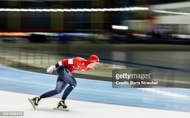 Sverre Lunde Pedersen of Norway competes in the 5000m Men Division A race during the ISU World Cup Speed Skating at Tomaszow Mazoviecki Ice Arena on...