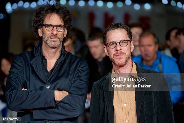 Joel Coen and Ethan Coen attend the screening of "Inside Llewyn Davis" Centrepiece Gala Supported By The Mayor Of London during the 57th BFI London...