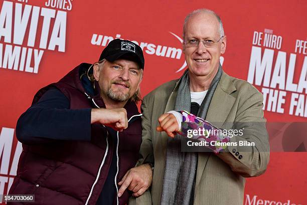 Frank Kessler and Gottfried Vollmer attend the 'Malavita' premiere at Kino in der Kulturbrauerei on October 15, 2013 in Berlin, Germany.