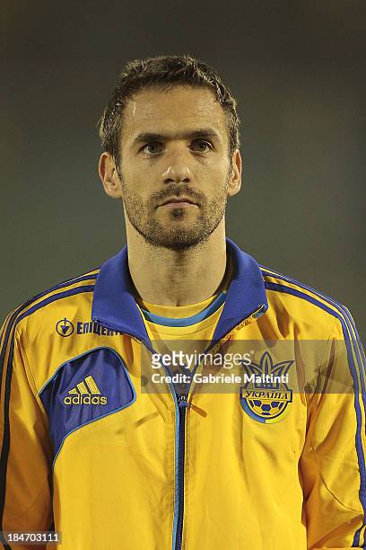 Marko Devich of Ukraine during the FIFA 2014 World Cup Qualifier Group H match between San Marino and Ukraine at Serravalle Stadium on October 15,...