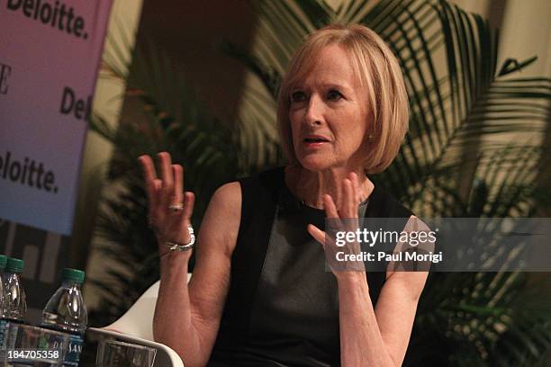 Co-Anchor and Managing Editor at PBS NewsHour Judy Woodruff speaks onstage at the "Leadership: Everything you want to know about D.C. But no one will...