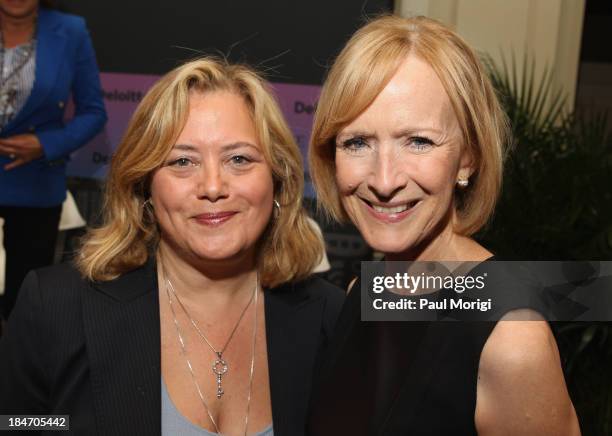 Knickerbocker founder Hilary Rosen and Co-Anchor and Managing Editor at PBS NewsHour Judy Woodruff attend the "Leadership: Everything you want to...