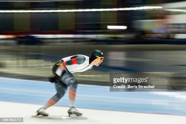 Seitaro Ichinohe of Japan competes in the 5000m Men Division A race during the ISU World Cup Speed Skating at Tomaszow Mazoviecki Ice Arena on...