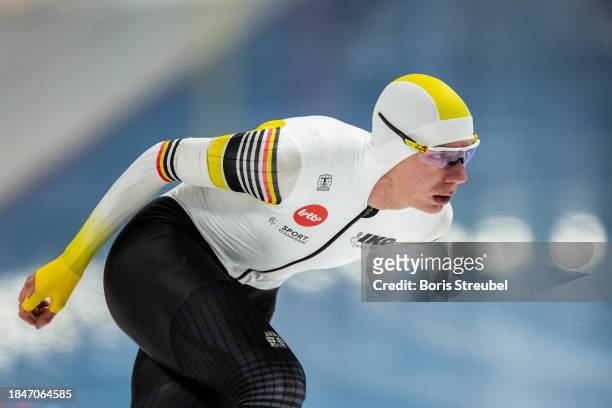 Bart Swings of Belgium competes in the 5000m Men Division A race during the ISU World Cup Speed Skating at Tomaszow Mazoviecki Ice Arena on December...