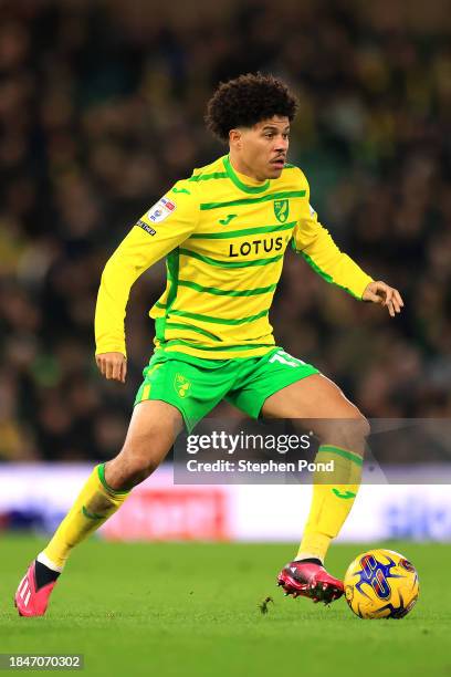 Gabriel Sara of Norwich City during the Sky Bet Championship match between Norwich City and Preston North End at Carrow Road on December 09, 2023 in...