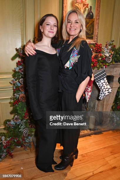 Morfydd Clark and Tamzin Outhwaite attend the launch of new BBC One Drama "Murder Is Easy" at The Charlotte Street Hotel on December 14, 2023 in...