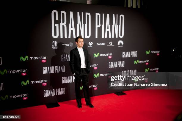 Actor Elijah Wood attends 'Grand Piano' premiere at Capitol Cinema on October 15, 2013 in Madrid, Spain.