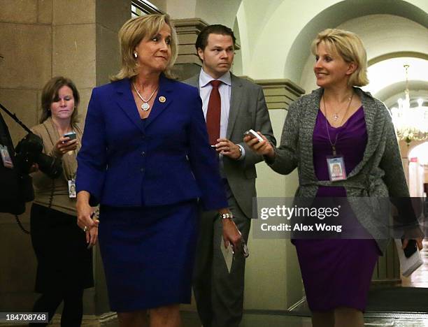 Rep. Ann Wagner walks by reporters at the U.S. Capitol October 15, 2013 on Capitol Hill in Washington, DC. The U.S. Government is on its 15th day of...