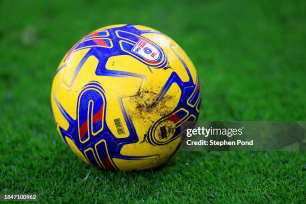 View of the match ball during the Sky Bet Championship match between Norwich City and Preston North End at Carrow Road on December 09, 2023 in...