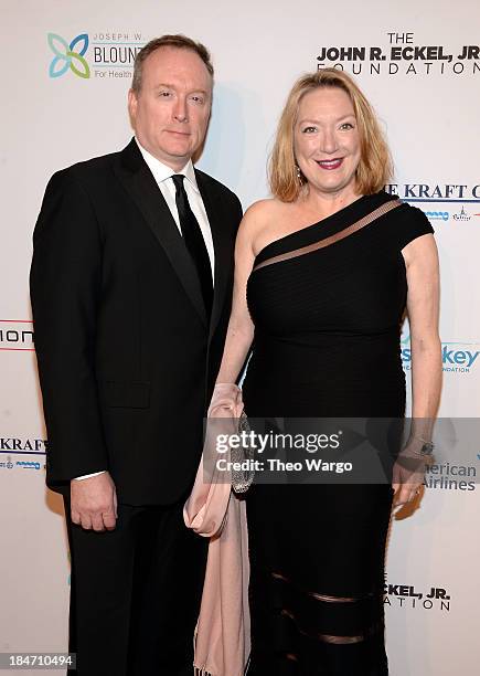 Actress Kristine Nielsen and Brent Langdon attend the Elton John AIDS Foundation's 12th Annual An Enduring Vision Benefit at Cipriani Wall Street on...