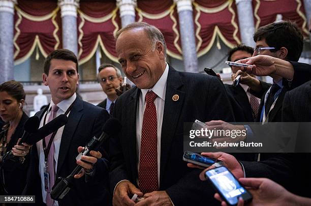 Rep. Steve King walks through the Capitol Building on October 15, 2013 in Washington, DC. The government has been shut down for 14 days.