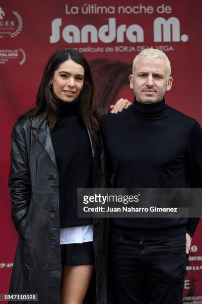 Borja de la Vega and Claudia Traisac attend the Madrid photocall for "La Ultima Noche De Sandra M." at Cines Embajadores on December 11, 2023 in...