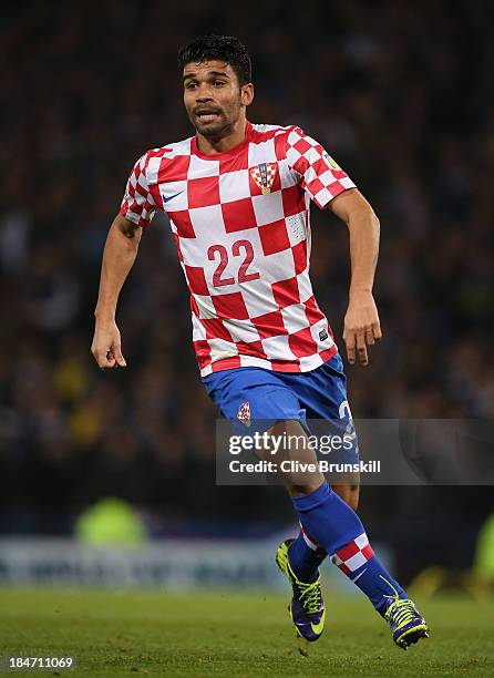 Eduardo Alves Da Silva of Croatia in action during the FIFA 2014 World Cup Qualifying Group A match between Scotland and Croatia at Hampden Park on...