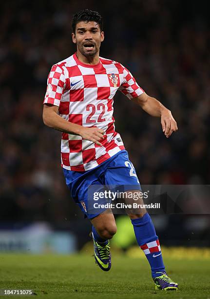 Eduardo Alves Da Silva of Croatia in action during the FIFA 2014 World Cup Qualifying Group A match between Scotland and Croatia at Hampden Park on...