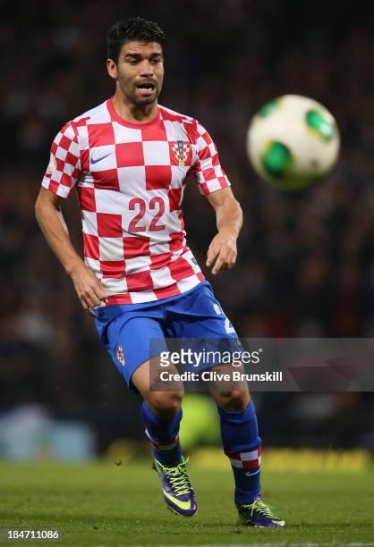 Eduardo Alves Da Silva of Croatia in action during the FIFA 2014 World Cup Qualifying Group A match between Scotland and Croatia at Hampden Park on...
