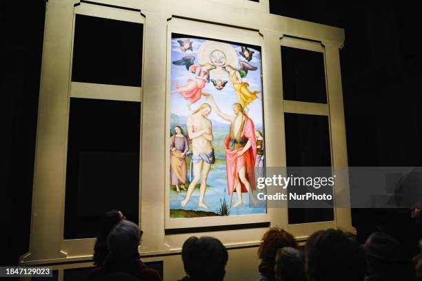 General view of the Baptism of Christ by Perugino is being displayed at the Christmas exhibition at Palazzo Marino in Milan, Italy, on December 14,...