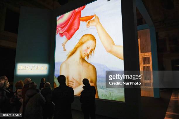 General view of the Baptism of Christ by Perugino is being displayed at the Christmas exhibition at Palazzo Marino in Milan, Italy, on December 14,...