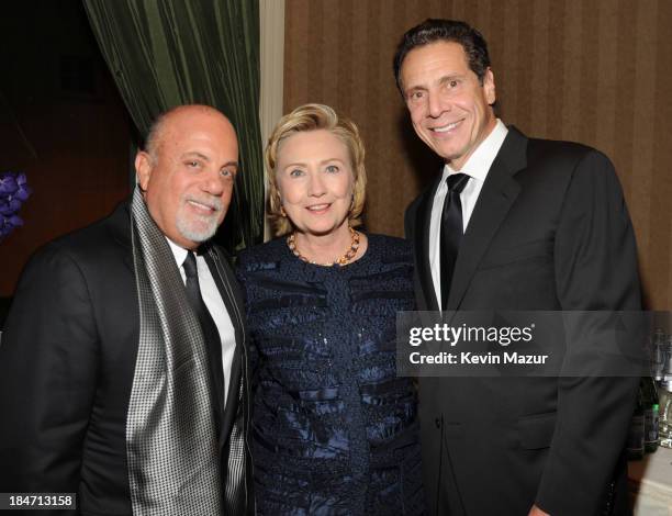 Billy Joel, Hillary Rodham Clinton and Governor Andrew Cuomo attend the Elton John AIDS Foundation's 12th Annual An Enduring Vision Benefit at...