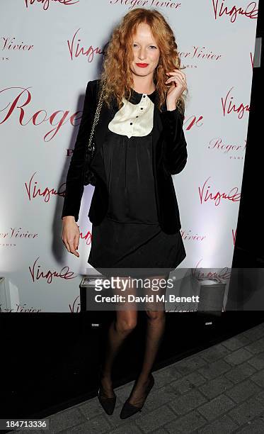 Olivia Inge attends the Roger Vivier Virgule London launch party hosted by Atlanta de Cadenet, Ines de la Fressange and Bruno Frisoni, Creative...